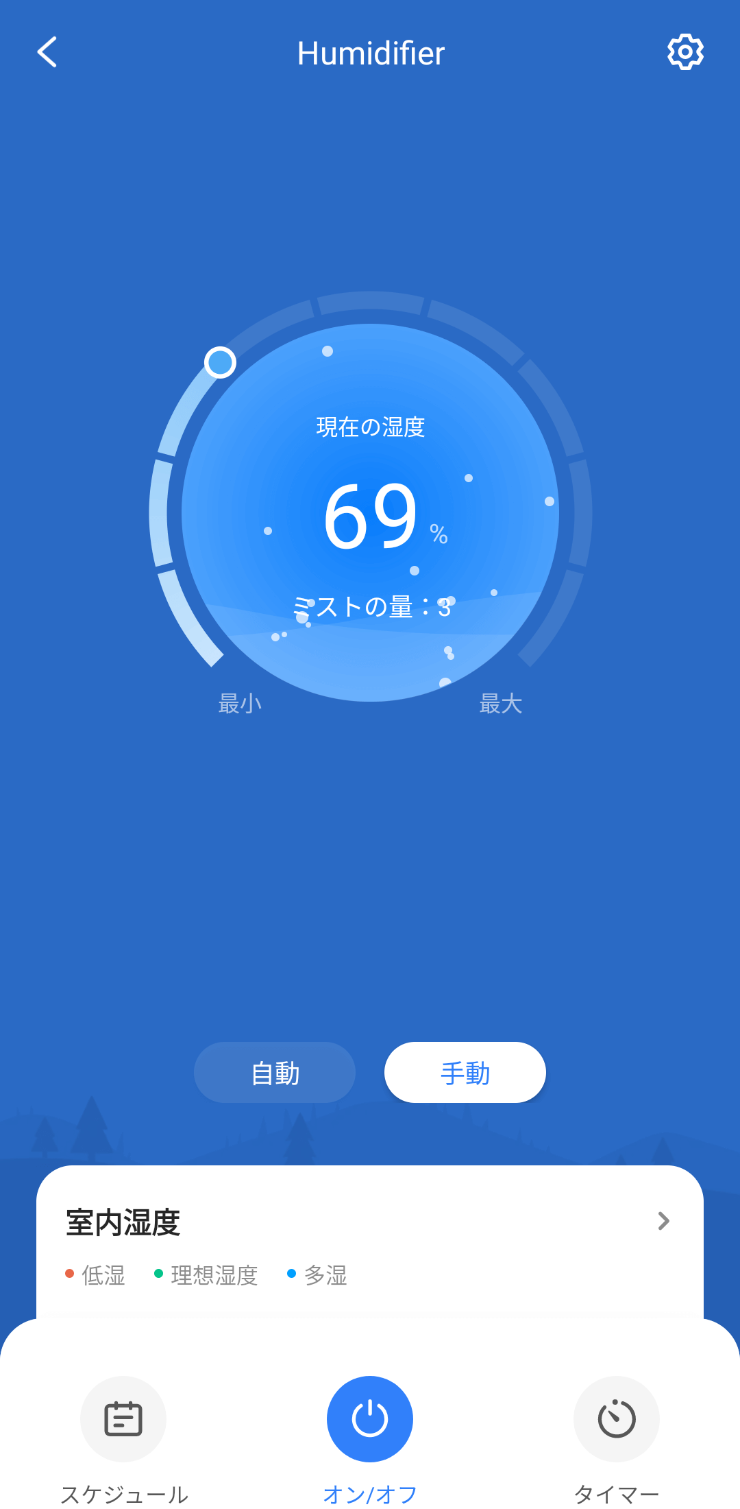 室内湿度を表示するアプリのスクリーンショット
